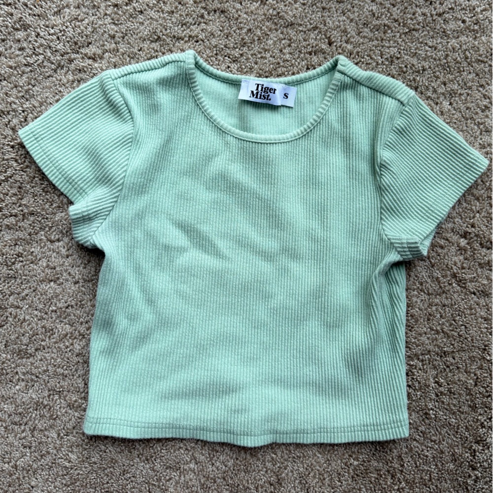 Tiger Mist Light Green Ribbed Tee